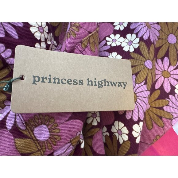 Princess Highway Size 6 Floral Pink & Brown High Waisted Overalls Cotton NWT - Picture 10 of 16
